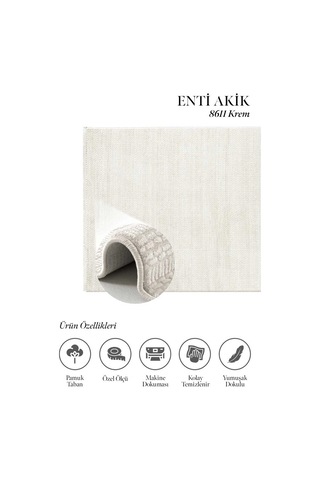 Hoom Rugs Akik 8611 Krem Modern Makine Halısı Krem