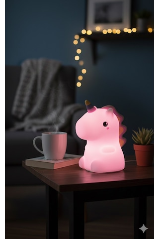 Dekoratif Aydınlatma Sevimli Unicorn Silikon Renk Değiştiren Led Usbli Çocuk Odası Gece Masa Lambası Çok Renkli