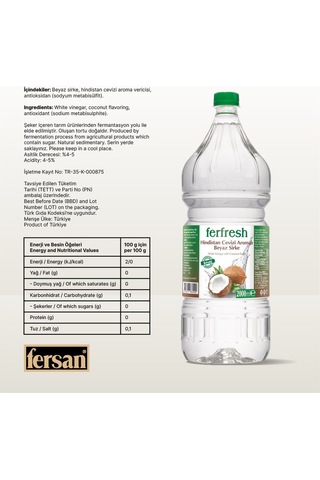 Ferfresh Beyaz Sirke 2 Lt Pet Hindistan Cevizi Aromalı