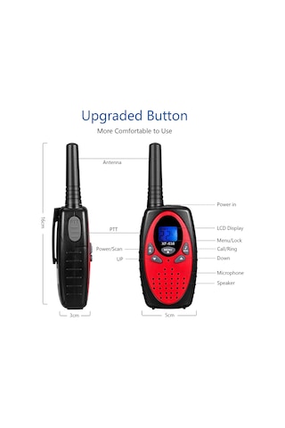 Tenfowee Erkek-çocuk İçin Kablosuz Konuşur, 8 Kanal, 0.5w, Otomatik Gürültü Azaltma, Outdoor Aktivitelere Uygun, Kırmızı, Avrupa Versiyonu