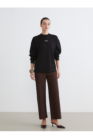 Lcw Comfort Siyah New York Nakışlı Kadın Sweatshirt