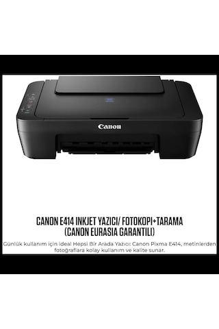 Canon Pıxma E414, Renkli, Kartuşlu, Yazıcı, Tarayıcı, Fotokopi, Usb  Mürekkep