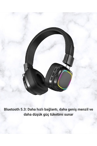 Kablosuz - 861 - Rgb Işıklı Katlanabilir Bluetooth Kulak - Ece-umay - Üstü Kulaklık