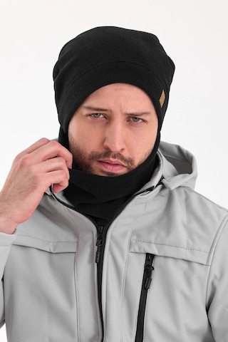 Erkek Kadın %100 Mikro Polar Çift Katlı Winter's Coming Bere Boyunluk Takım - Standart / Siyah-erkek Siyah-erkek
