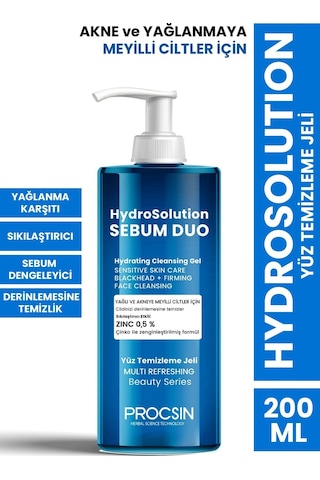Procsin Hydrosolution Akne Karşıtı Yağ Dengeleyici Yüz Temizleme Jeli 200 ML