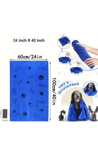 Ecronicword 4'lü Paket Evcil Köpek Banyo Havlusu Emici Çabuk Kuruyan Yumuşak