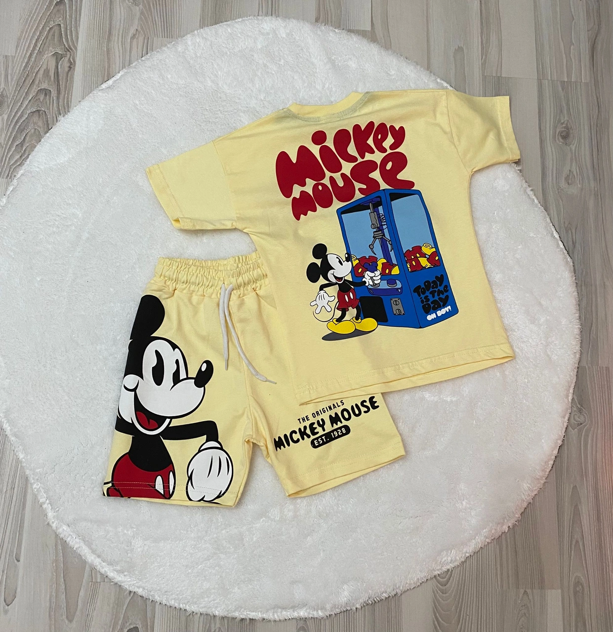 Cg Kids Mickey Mouse Sırt Baskı Detaylı Erkek Çocuk Alt Üst Takım Krem