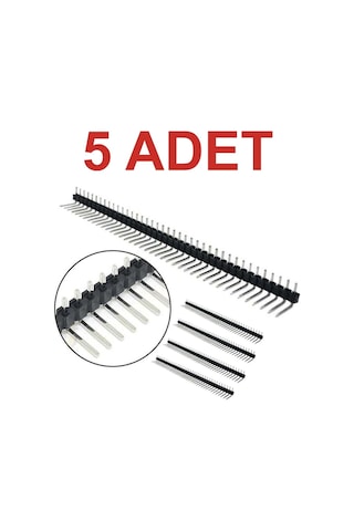 5 Adet 1x40 Erkek Header 90 Derece 40 Pin 2.54mm Standart Boy Rodevino