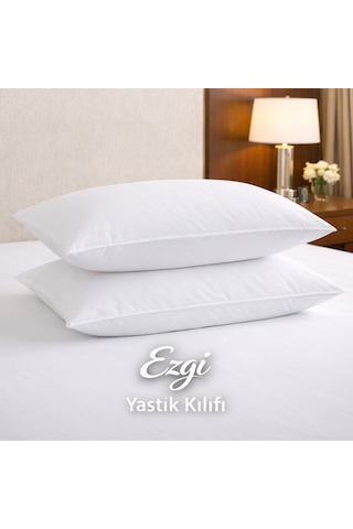 %100 Pamuk Akfil Otel Tipi Kapaklı 10 Adet Beyaz Yastık Kılıfı Kalın Kumaş Dayanıklı 5 Çift