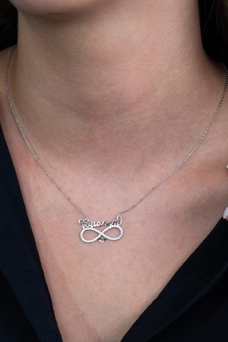 Sonsuzluk Bitanem Yazılı Kadın Gümüş Kolye Sevgiliye Wsn95