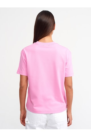 Dilvin Dekoratif Dikişli Bisiklet Yaka Tshirt 101a30312 Pembe