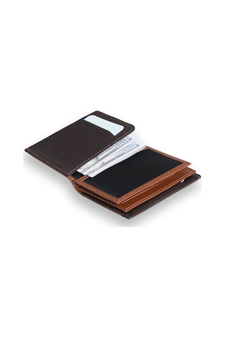 Guard Leather Guard Taba - Kahverengi Çift Renk Bölmeli Hakiki Deri Kartlık Çok Renkli