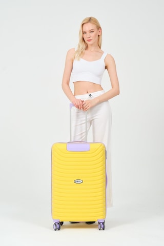 Keo-plus Sarı-lila Orta Boy Silikon Kırılmaz Pp Valiz Siyah