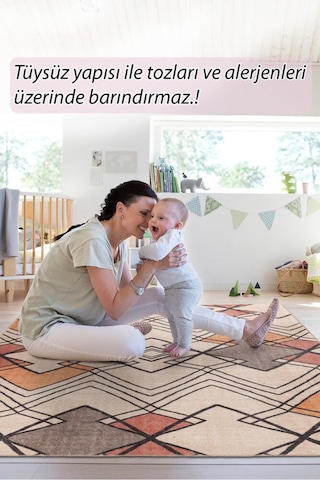 Foldy Modern Desenli Dokuma Taban Dekoratif Renkli Halı Fl 34 Renkli 4