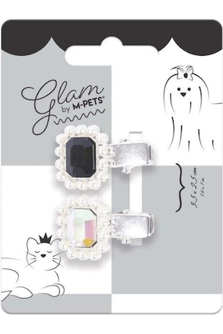 M-pets Glam Taşlı İncili Kedi Ve Köpekler İçin Aksesuar Toka Siyah Gri Pembe