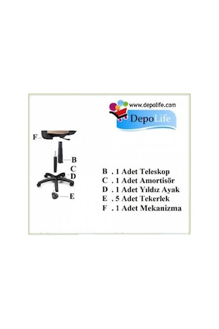 Depolife Yönetici Ofis Çalışma Koltuğu Ayağı Yıldız Tekerlek Aortisör Tele