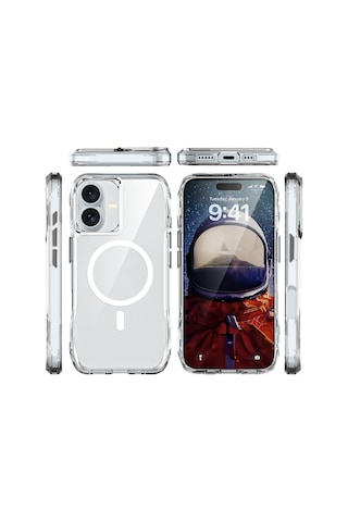 Apple iPhone 16 Plus Uyumlu Kılıf Magsafe Ve Airbag Özellikli Şeffaf Telefon Kılıfı Kapak