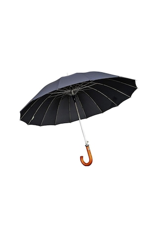 Snotline 16 Çelik Telli Premium Protokol Ahşap Saplı Şemsiye Siyah