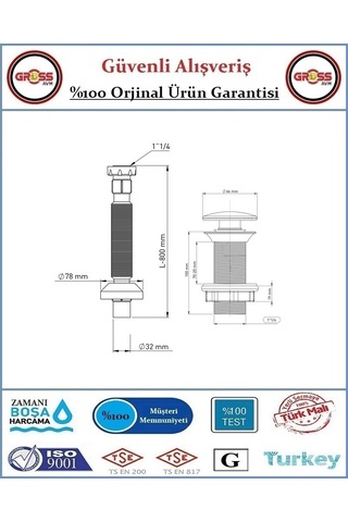 Pop-up Bas Aç Körüklü Lavabo Sifonu - Aç Kapa Sifon