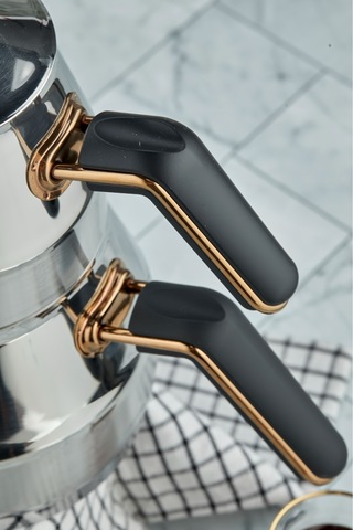 Everest 18/10 Paslanmaz Çelik Aile Boy Çaydanlık 1,40 L Demlik 2,75 L Alt Hazne Siyah