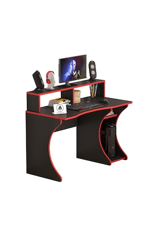 Oyuncu Masası Gamer Model Çalışma Masası Siyah-kırmızı Model Yarım Ay Model
