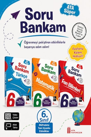 6. Sınıf Ata Süper Türkçe - Matematik - Fen Bilimleri Soru Bankam Seti