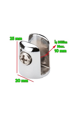 Lexroo Cam Raf Tutucu Metal Yuvarlak Cam Etejer Menteşesi Krom Metal Vidalı 10 Mm 4 Adet Çok Renkli