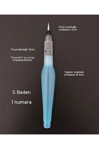 Fırça Uçlu, Brush Pen, Sulu Boya, Su Ve Mürekkep Hazneli, Boyama Kalem Mavi-s Beden