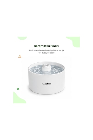 Haustier Wf013 Seramik Otomatik Kedi Su Sebili,kedi Su Pınarı, 2lt Hazne,çok Katmanlı Filtrasyon,ultra Sessiz