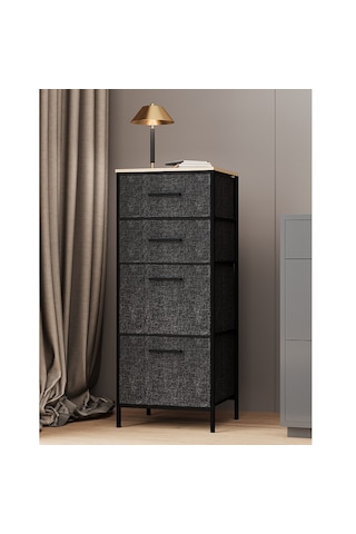 Çok Amaçlı Dolap 4 Çekmeceli Komodin Sehpa Füme 1611