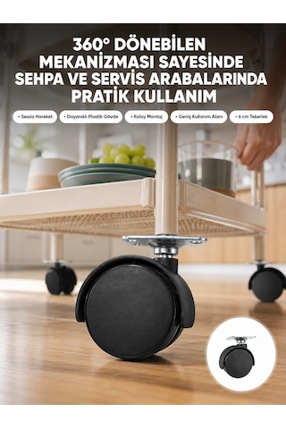 Mobilya Tekerleği 6 Cm Kilitsiz Tekli Satış Çokrenkli