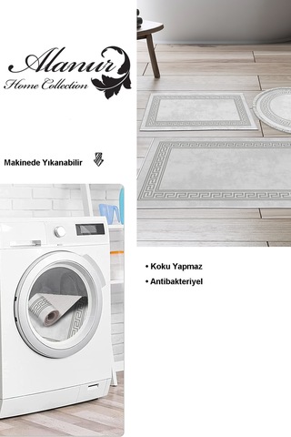 Dekoreko Kaymaz Taban Djt 3 Lü Banyo Paspas Takımı Trend Karışık Modern 626m gri