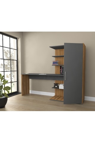 Bicabin Bicabin Narin Raflı Dolaplı Çalışma Masası Antrasit/Garda Antrasit