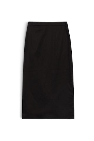 Sisley Keten Ve Pamuk Karışımlı Yırtmaçlı Midi Kalem Etek Kadın Siyah Etek - 324p4u6wl0023