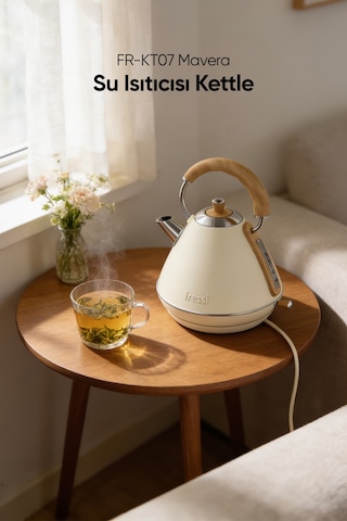 Fressi FR-KT07 Retro Mavera 1,7 L Ahşap Kulp Detaylı Kettle Su Isıtıcısı