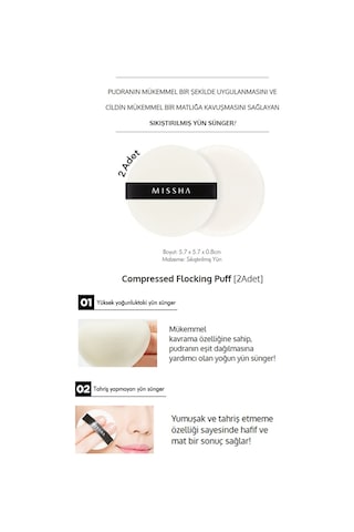 Missha Compressed Flocking Puff Pudra Uygulaması İçin Makyaj Süngeri Daire Yuvarlak