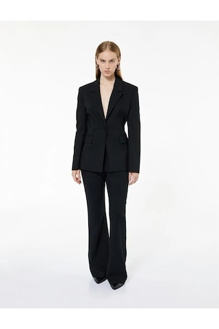 Koton Slim Fit Düğmeli Geniş Yaka Kadın Blazer Ceket 6wak50081uw Siyah