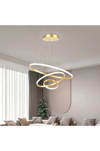 Gold / Render / 80-60-40 Cm / 3 Renk Işık / Sarkıt Avize Gold Sarı