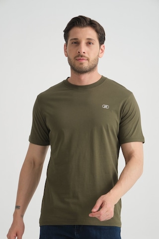 Shooter Sportwear Shooter Erkek T-shirt Nefes Alabilen Esnek Pamuklu Kumaş Regular Kalıp Minimal Logolu Haki