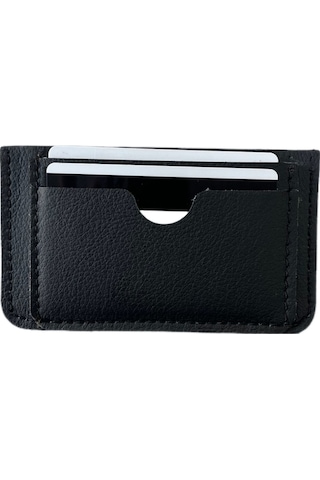 Gerçek Deri El Yapımı Kartlık - Deri Kartlık - Siyah Deri Kartlık Siyah