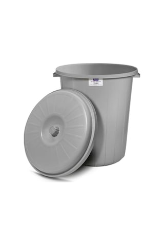 Nossa Bil-003 Kapaklı Gri Çöp Kovası 90 Lt Gri