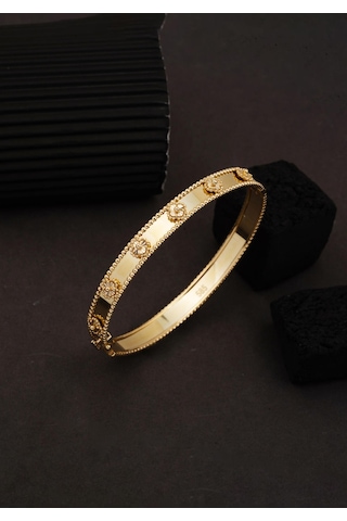 Bilezikci Yonca Parıltılı 14 Ayar Kelepçe Bilezik