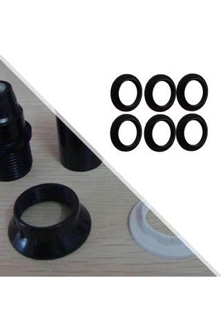 Homyl 6 Adet E26 Dış Halka Ampul Tutucu Abajur Adaptörü Siyah