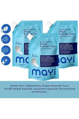 Mayi Tuz İyot İlaveli İnce Öğütülmüş Doğal Kaynak Tuzu 3 x 2 KG