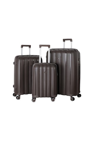Mçs 3lü Set Kırılmaz Silikon Valiz Bavul V305 Acı Kahve Kahverengi