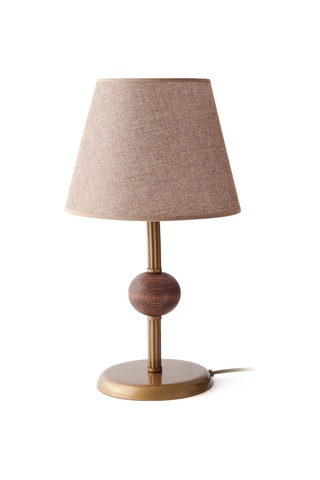 Safirr Light Ahşap Detaylı Metal Abajur - Eskitme - 43x25x25 Cm Çok Renkli