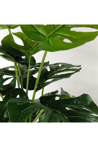 Yapay Ağaç Salon Bitkisi Monstera 70 Cm 18 Yaprak Antrasit Saksıd