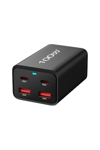 Motion003 100w Galiyum Nitrür Pd Şarj Cihazı Siyah 2 Usb-a 2 Tip-c Masaüstü Şarj Aleti 100w Çok Fonksiyonlu Pd Adaptörü Ab Fişli