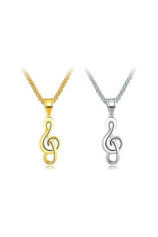 Gümüş Opk Yaratıcı Müzik Sembolü Kolye Titanyum Çelik Erkek Kolye Havlu