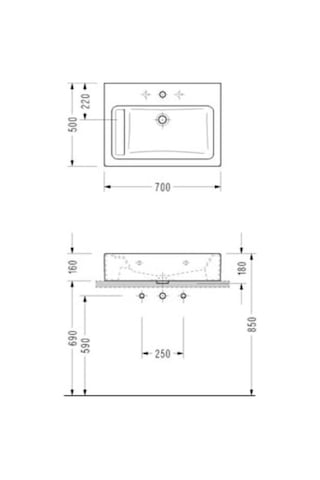 Serel - Minimal Dikdörtgen Lavabo 70 Cm Beyaz - 2027tds000 Diğer